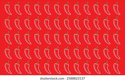 Red hot chili pepper background. Chili doodle pattern. Red hot chili pepper wallpaper. Red hot chili pepper seamless pattern 