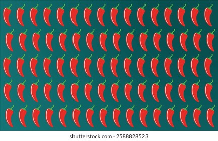 Red hot chili pepper background. Chili doodle pattern. Red hot chili pepper wallpaper. Red hot chili pepper seamless pattern 