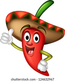 Red hot chili pepper cartoon thumbs up