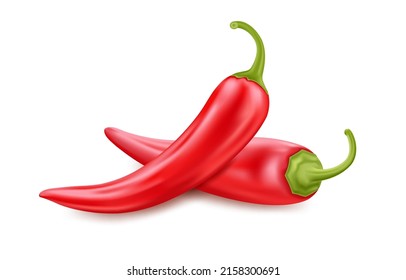 Roter scharfer Chilischoten. Element für Design. Vektorrealistische Symbole.