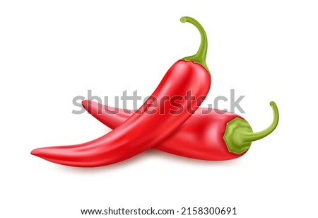Red hot chili pepper. Element for design. Vector realistic icons.