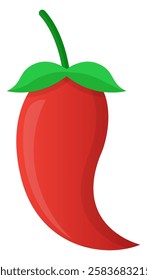 Red hot chili pepper flat icon isolated on white background.