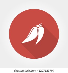 Red hot chili pepper icon. Flat illustration of red hot chili pepper vector icon for web isolated on red background
