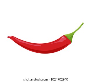 Red hot chili pepper isolated on a white background. Vector illustration flat design