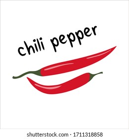 Red hot chili pepper isolated on a white background. Vector illustration in the cartoon style.