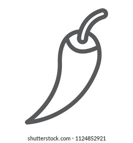 Red hot chili pepper line icon, vegetable and spicy, Chili pepper sign, vector graphics, a linear pattern on a white background, eps 10.