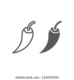 Red hot chili pepper line and glyph icon, vegetable and spicy, Chili pepper sign, vector graphics, a linear pattern on a white background, eps 10.