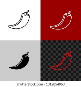 Red hot chili pepper line style simple icon. Pepper whole logo. 