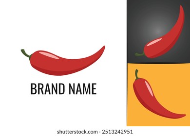 Logo de pimiento rojo picante. Logotipo de los pimientos picantes del chile de los vegetales 