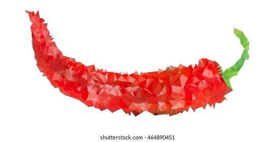 red hot chili pepper low poly isolated on a white background, illustration