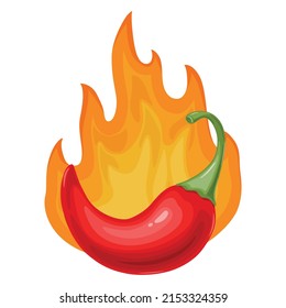 Red hot Chili pepper on fire. Mexican traditional food.