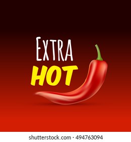 Red hot chili pepper on a red background. Extra hot and spicy food illustration. Vector illustration. EPS 10