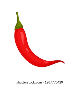 Red hot chili pepper. Organic product. Fresh natural food. Spicy vegetable. Cooking ingredient. Flat vector design