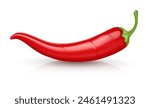 Red Hot chili pepper pod. Realistic Spicy vegetable, mexican cooking ingredient for salsa. Isolated on white background. Vector illustration.