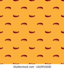 Red Hot chili pepper pod icon isolated seamless pattern on brown background. Design for grocery, culinary products, seasoning and spice package, cooking book. Vector Illustration