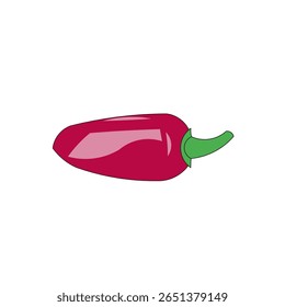 red Hot chili pepper pod. Realistic Spicy vegetable, mexican cooking ingredient for salsa. Isolated on white background. Vector illustration.