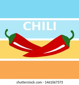 Red hot chili pepper poster. Mexican food. Flat design, vector.