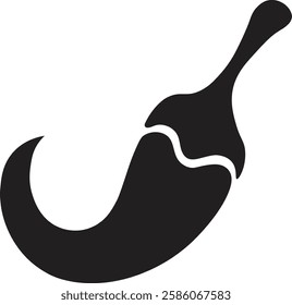 Red hot chili pepper silhouette icon. pepper in sketch style on a white background with the black colour. vector hand drawn drawing of a whole ripe red chili pepper. logo for restaurant.