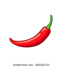 red hot chili pepper vector illustration isolated on white background. Illustration of hot chilli pepper, food in minimalism style. Simple logo vector illustration for graphic and web design.