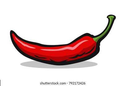 Red hot chili pepper. Vector illustration on white