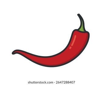 Red hot chili pepper. Vegetable, spice and piquancy symbol. Isolated vector image