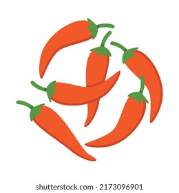 Red and Hot Chili Pepper as Wok Asian Food Ingredient Vector Illustration