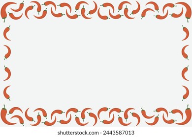 Red hot chili peppers frame. Red pepper border background