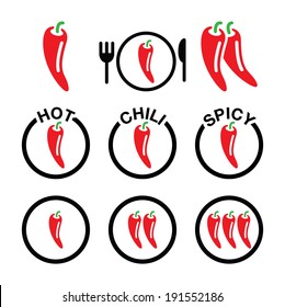 Red hot chili peppers icons set