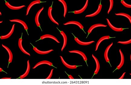 Red hot chili peppers natural organic food. Hot pepper. Spicy taste. Red vegetable. chili peppers seamless pattern