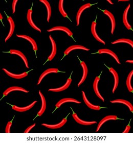 Red hot chili peppers natural organic food. Hot pepper. Spicy taste. Red vegetable. chili peppers seamless pattern