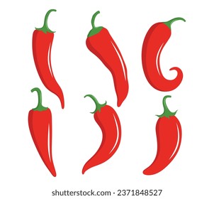 Red hot chili peppers set, chili vector icon fruit and vegetable