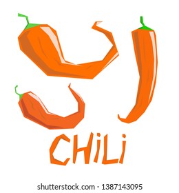 Red hot  chili peppers in vector isolated on white background.