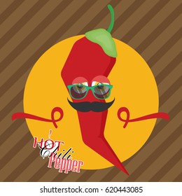 Red hot chili peppers. Vector Illustration