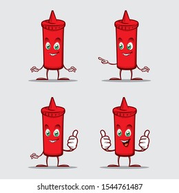 Red Hot Chili Sauce Character Set. Vector Mascot Illustration