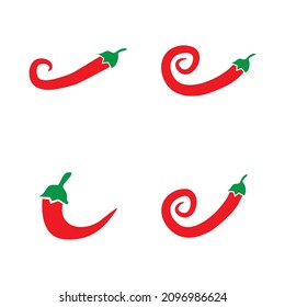 Diseño del conjunto de logotipos del vector del chili caliente rojo