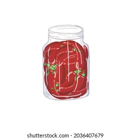 Pimienta picante roja en tarro material vectorial objeto aislado material vectorial ilustración para web, para impresión