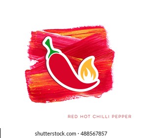 Red hot chilli pepper label creative vector illustration