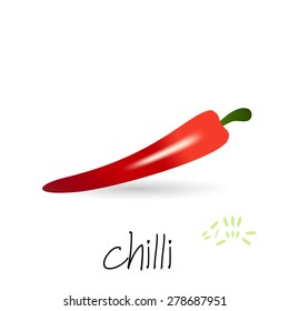 red hot chilli pepper with seeds and shadow eps10 