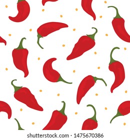 Red hot chilli seamless pattern