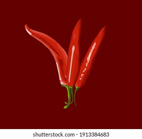 Red hot chilly peppers. Set of the three red hot chilly peppers. Papercut red hot chilly papers.