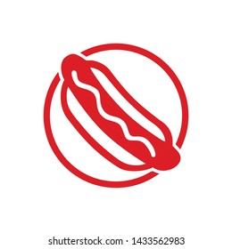 Red Hot Dog Simple Circular Icon Symbol Design