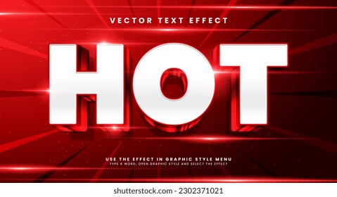 Red hot editable text style effect. Vector text effect with glowing luxury concept.