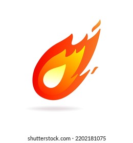 Roter Feuerball, Flammenwärme oder würziger Lebensmittelsymbol, flacher Vektor.