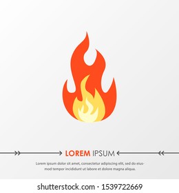Red hot fire flame emoji heat or spicy food symbol flat vector icon isolated on grey background. Vector Illustration