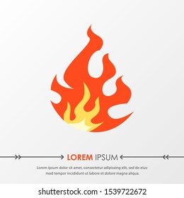 Red hot fire flame emoji heat or spicy food symbol flat vector icon isolated on grey background. Vector Illustration
