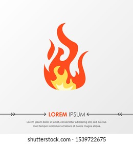 Red hot fire flame emoji heat or spicy food symbol flat vector icon isolated on grey background. Vector Illustration