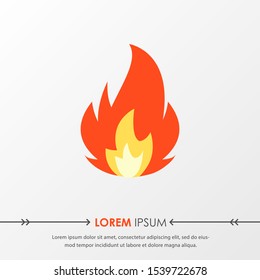 Red hot fire flame emoji heat or spicy food symbol flat vector icon isolated on grey background. Vector Illustration