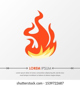 Red hot fire flame emoji heat or spicy food symbol flat vector icon isolated on grey background. Vector Illustration