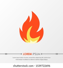 Red hot fire flame emoji heat or spicy food symbol flat vector icon isolated on grey background. Vector Illustration