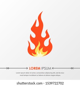 Red hot fire flame emoji heat or spicy food symbol flat vector icon isolated on grey background. Vector Illustration